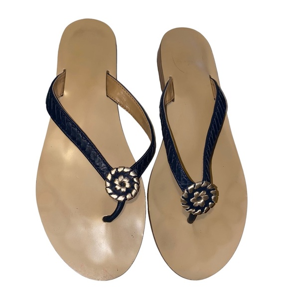 Jack rogers navy leather flip flop sandals size 9.5 - Picture 1 of 5